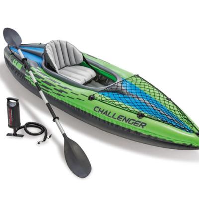 China Kayak Paddle Intex 68305 Challenger K1 Inflatable Kayak Kit With Oar And Pump Touring Set Raft Dinghy Canoe Drift Raft for sale