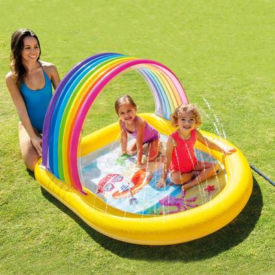 China A0731 Intex 57156 Mini Inflatable Roof Play Center Water Park Portable Plastic Baby Kids Outdoor Pool With Slides for sale