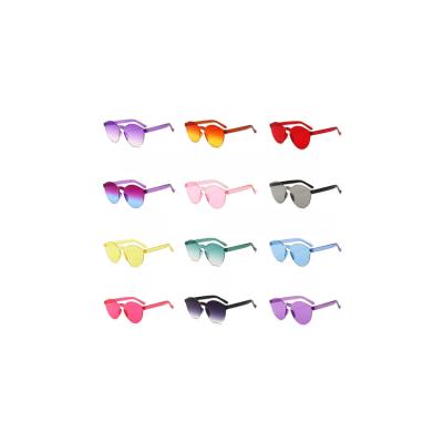 China Fashion and Classic One-Piece Women Sun Glass Styles Transparent Plastic Men's Glasses Style Cheap Rimless Square Sunglasses 8910 for sale