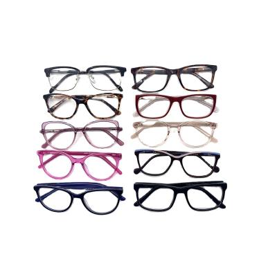 China Fashion and classic styles acetate stock frames matched stylish and fashionable cheaper optical eyeglass mixed with men and women. for sale