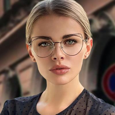 China 10 Years OEM Experience Sunbest Eyewear WH503 Newest Fashion Women Blue Light Two Glasses Anti Color Cat Eye Optical Spectacle Metal Frame Eyeglasses for sale