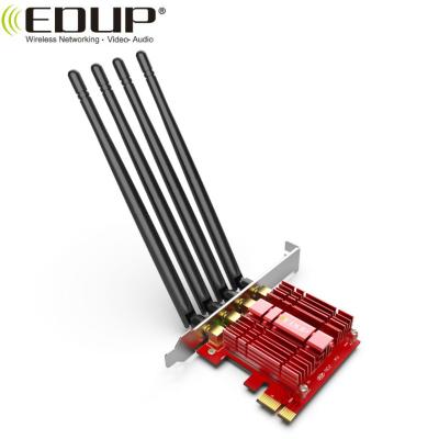 China Desktop& Laptop EDUP 1900Mbps Realtek RTL8814AE PCI-E Wireless Riser Network Card with 4*Antennas for sale