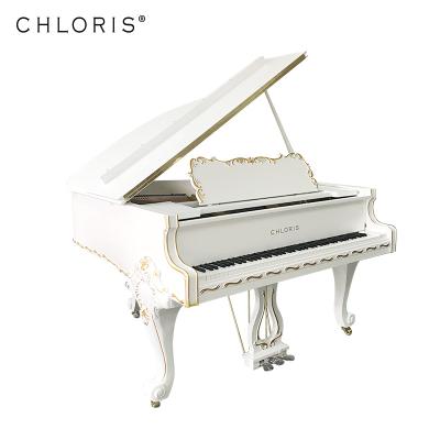 China Mechanical White Grand Piano With Antique Design Carving SG186BW Musical Keyboard Instrument for sale