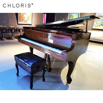 China HG-186 Acoustic Piano Dark Brown Polish Grand Piano Mechanical Antique Design With Curly Legs for sale