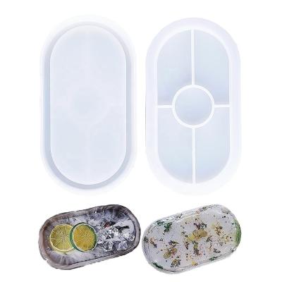 China Viable Coaster Tray Epoxy Resin Mold Agate Ellipse Slices Cup Mat Holder Silicone Mold 3D DIY Craft Office Home Decor Tools Cake Slices for sale