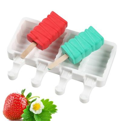 China Various Shapes Silicone Ice Cream Popsicle Mold 4 Cavity Mold Cake Decorating Pudding Soap Homemade Kitchen Viable DIY Homemade for sale