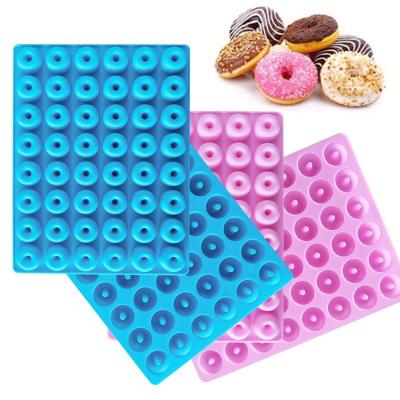 China Mini Donut Molds 48 Cavity Super Sustainable Silicone Donut Pans Non-Stick Cake Cookie Bagels Baking Jelly Pudding Candy Cookies Making for sale