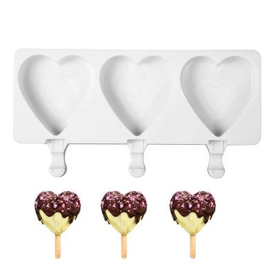 China Homemade Stocked Silicone Ice Cream Mold DIY Popsicle Molds Freezer 3 Holes Like Shaped Chocolate Tray Kitchen Gadgets Cube Maker Bar for sale