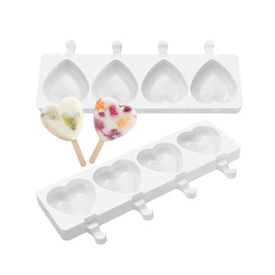 China Viable Popsicle Molds 4 Cavities Silicone Popsicle Molds In The Heart Diamond Shaped Large Reusable Homemade Popsicle Mold For DIY Popsicle for sale