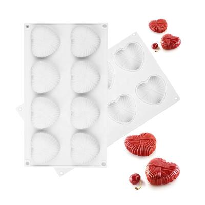 China 8 Viable Baking Tools Brownie Creative Cavitie Love Heart Shape Silicone Cake Mold Chocolate Chiffon Cheesecake Mold Decoration for sale