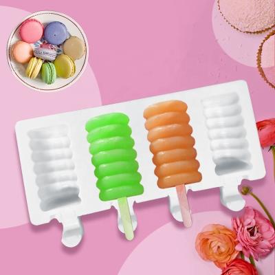 China Stocked 4 Cavity Silicone Popsicle Ice Cream Mold Summer Pop Making Tool for Household Store Cake Bread Baking Festival Soft Decoration for sale