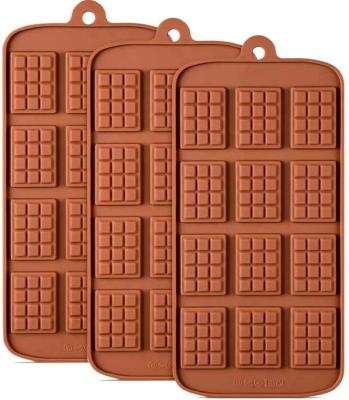 China New Viable Silicone Chocolate Mold Waffle Shape Chocolate Baking Tools 3D DIY Non-Stick Silicone Cake Candy Mold for sale