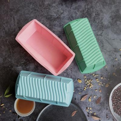 China Sustainable Cake Mold Silicone Baking Accessories Rectangular Wavy Bread Mold Toast Pan Cake Molds Home Kitchen Tools for sale