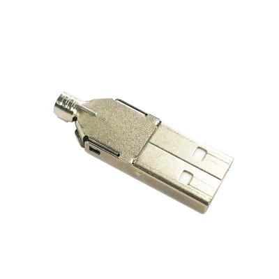 China Nickel plated pcb usb2.0 connector solder male type usb one type connector pcb usb-one tail plug 3 in 1 pc diy adapter for sale