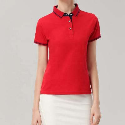 China Custom Women's Golf Anti-Wrinkle 100 Cotton Short Shirt Ladies Sportswear Custom Made Women's Large Size Polo Sleeve Polo Shirt for sale