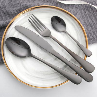 China Amazon Hot Sellings Stainless Steel Flatware Black Cutlery Set Black Flatware Spoon Fork Set for sale