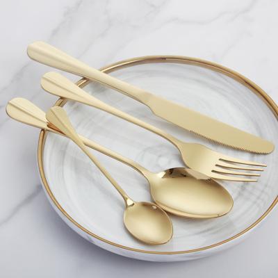 China Sustainable New Products Stainless Steel Gold Spoon Fork Set Gold Plated Cutlery Set Gold Spoon Set for sale