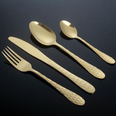 China Sustainable Trending New Product 2021 Premium Gold Plated Cutlery Set Stainless Steel Flatware Golden Spoons for sale