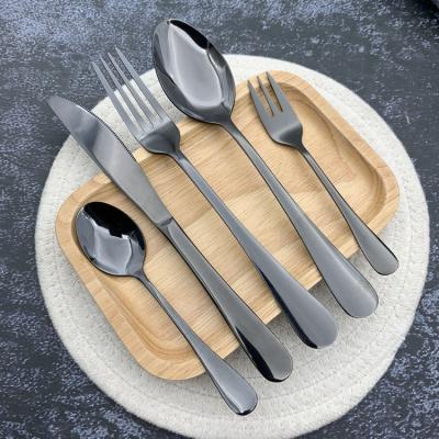 China 2021 Trend Innovation Stainless Steel Viable Gold Black Flatware Stainless Spoons Knife and Forks Cutlery Set for sale