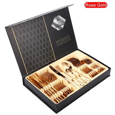 China 2021 Sustainable Hot Selling Stainless Steel Spoon Set Rose Gold Flatware Set High Quality Flatware for sale