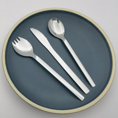 China Tender Viable Product Airline Cutlery Set 18/0 Stainless Steel Tumble Polishing 430 Airline Material Flatware Dinner Knife Spoon Spork for sale