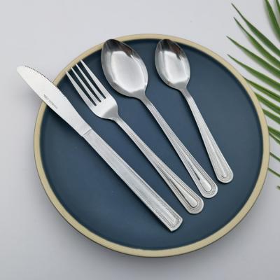 China Cheap Viable Price Stainless Steel Cutlery 18/0 Tumble Finished Classic Eco Cutlery Set Spoon Design Dinner Knife Table Tea Spoon for sale