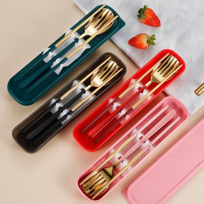 China 2021 Viable Trending Korean Style Stainless Steel Travel Flatware Spoon Chopsticks Sets Fork Korean Chopstick Products for sale