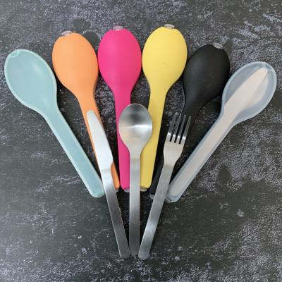 China Amazon Sustainable Top Selling Portable Cutlery Set With Case Travel Cutlery Set Outdoor Flatware Cutlery Set for sale