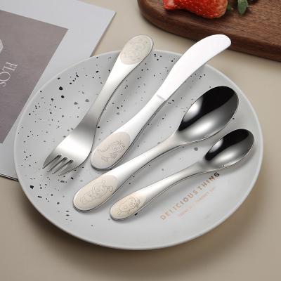 China 2021 Viable New Product Popular Kids Cutlery Set Kids Spoon and Fork Kids Cutlery Set Stainless Steel Flatware for sale