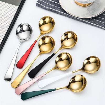 China Sustainable Amazona Buying Dinner Spoon Stainless Steel Rose Gold Soup Spoons for sale