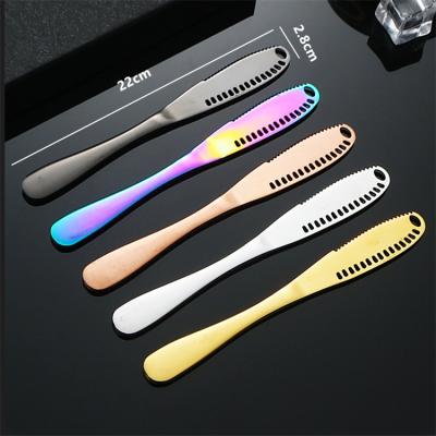 China Amazon Success Sustainable Cheese Knife Set Stainless Steel Butter Knife With Hole Cutlery Flatware Set for sale