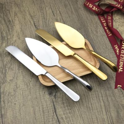 China 2021 Viable Amazon Success Wedding Cake Knife Set Stainless Steel Gold Cake Knife and Server Set Cake Serving Knife for sale