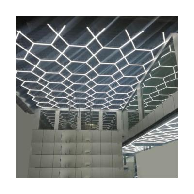 China DIY assembling garage linear popular one-step car customer installation lights detailing hexagon led workshopLight garage hexagon lighting for sale