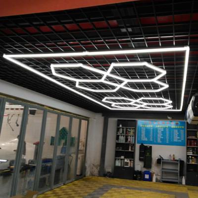 China DIY assembling manufacturing high quality linear promotional automobile factory lights detailing light led workshop garage hexagon light deformable lighting for sale