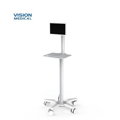 China Industrial Aluminum Alloy Tablet Stand Medical Fixed Height White Mobile Ergonomic Tablet Trolley for sale