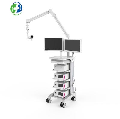 China Industrial Multifunctional Advanced Aluminum Alloy 4 Trays Long Arms Medical Endoscope Cart for sale