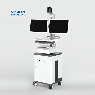 China Industrial Medical Telemedicine Trolley Monitor Mobile Telemedicine System Hospital Telemedicine Cart White Computer Case for sale