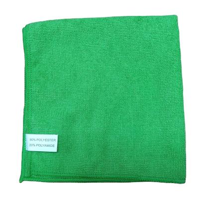 China 200GSM 40*40cm Microfiber Cloth Cleaning Cloth Stocked Warp Knitted Terry Cloth Green for sale