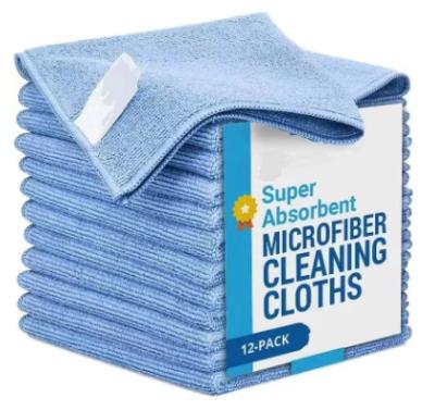 China Stocked 250GSM 30*30cm Microfiber Cloth Cleaning Cloth Warp Knitted Terry Cloth in Blue for sale