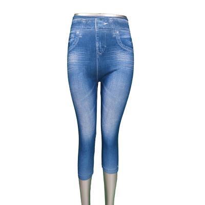 China Breathable factory customized new wholesale ladies denim printing leggings sports fitness yoga library for sale