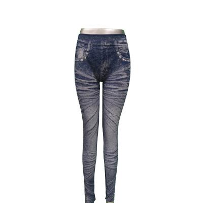 China Breathable factory customized new wholesale ladies denim printing leggings sports fitness yoga library for sale