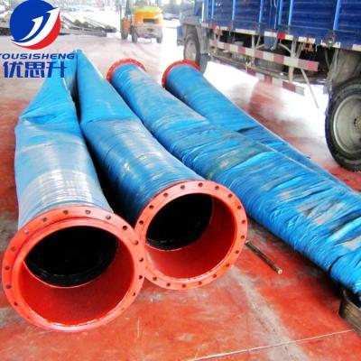 China Transparent sea water used for YSS pumps 20 inch water pump rubber hose with large diameter folding flange for sale