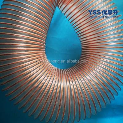 China Industrial Dust Suction Hose Sanitary Wear Resistant PU Copper-Plated Ceramic / Wooden Telescopic Steel Wire Dust Suction Hose Suction 0.6mm, Factory empty for sale