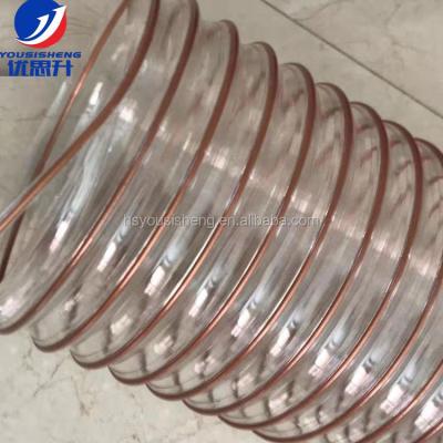 China Industrial Telescopic Copper Clad Corrugated Steel Wire Hose PU Steel Wire Pipe Dust Suction Hose for sale