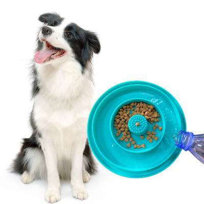 China Sustainable Food Dog Interactive Slow Eating Pet Feeding Plastic Bowl for sale