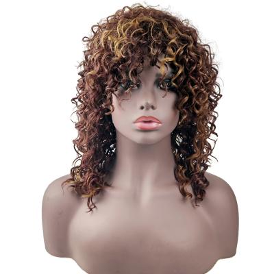 China New Type Wholesale Kinkly Hair Afro Curly Kinky Curly Women's Deep Curly Wig Afro Deep Curly Synthetic Wigs Long for sale