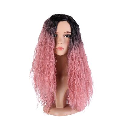 China New York Wave China Lady Wigs Girls Hair Wig Big Factory Regular Prices Good Natural Lady Star New Fashion 24 Inches Pink Ombre Color Wigs for sale