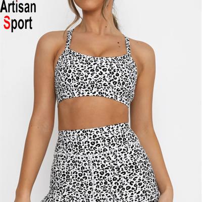 China Custom Breathable Private Label Women Fitness Wear Womens Ladies Gym Leopard Prints Sports Yoga Bra Tops for sale