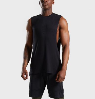 China Summer Sports Drop Sleeve Opening QUICK DRY Tank For Men Gym Muscle Tank Tops Vest Bodybuilding Cut Out Sleeveless T-Shirt for sale