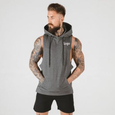 China New Arrival Cotton Hoodie Cotton Sweatshirts Fitness Bodybuilding Tank Tops Breathable Men's Casual Sleeveless Vest Casual Vest for sale